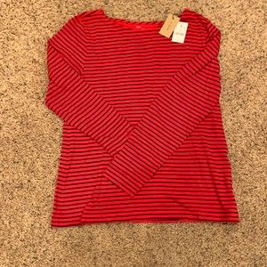 JCrew Factory Long sleeve red and black striped top